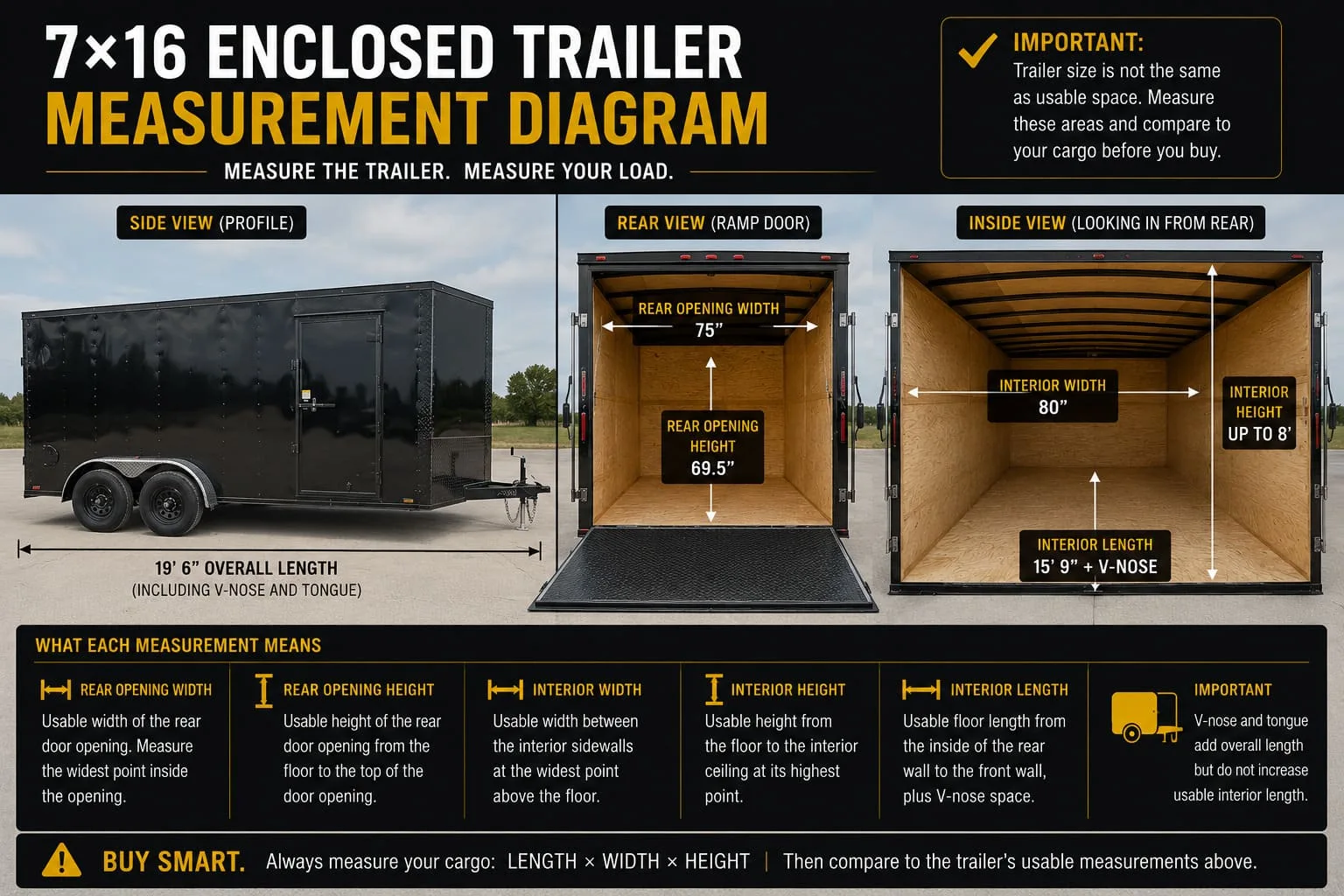 7x16 enclosed trailer measurement diagram