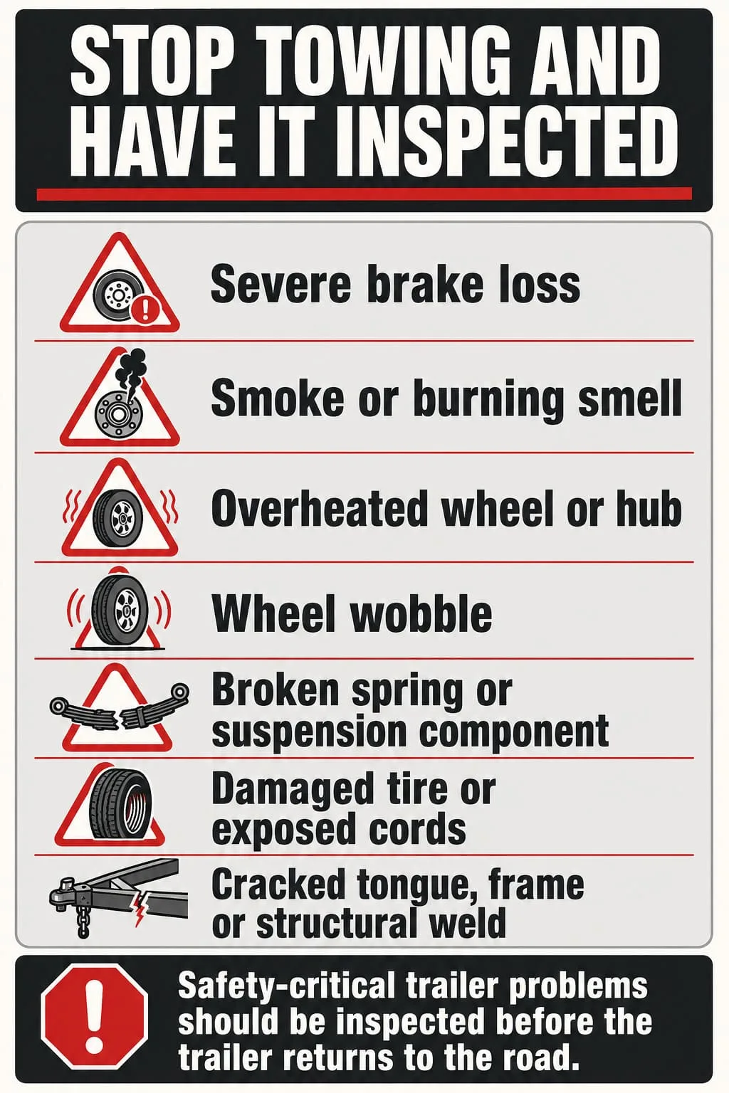 Trailer warning signs that require an immediate professional inspection