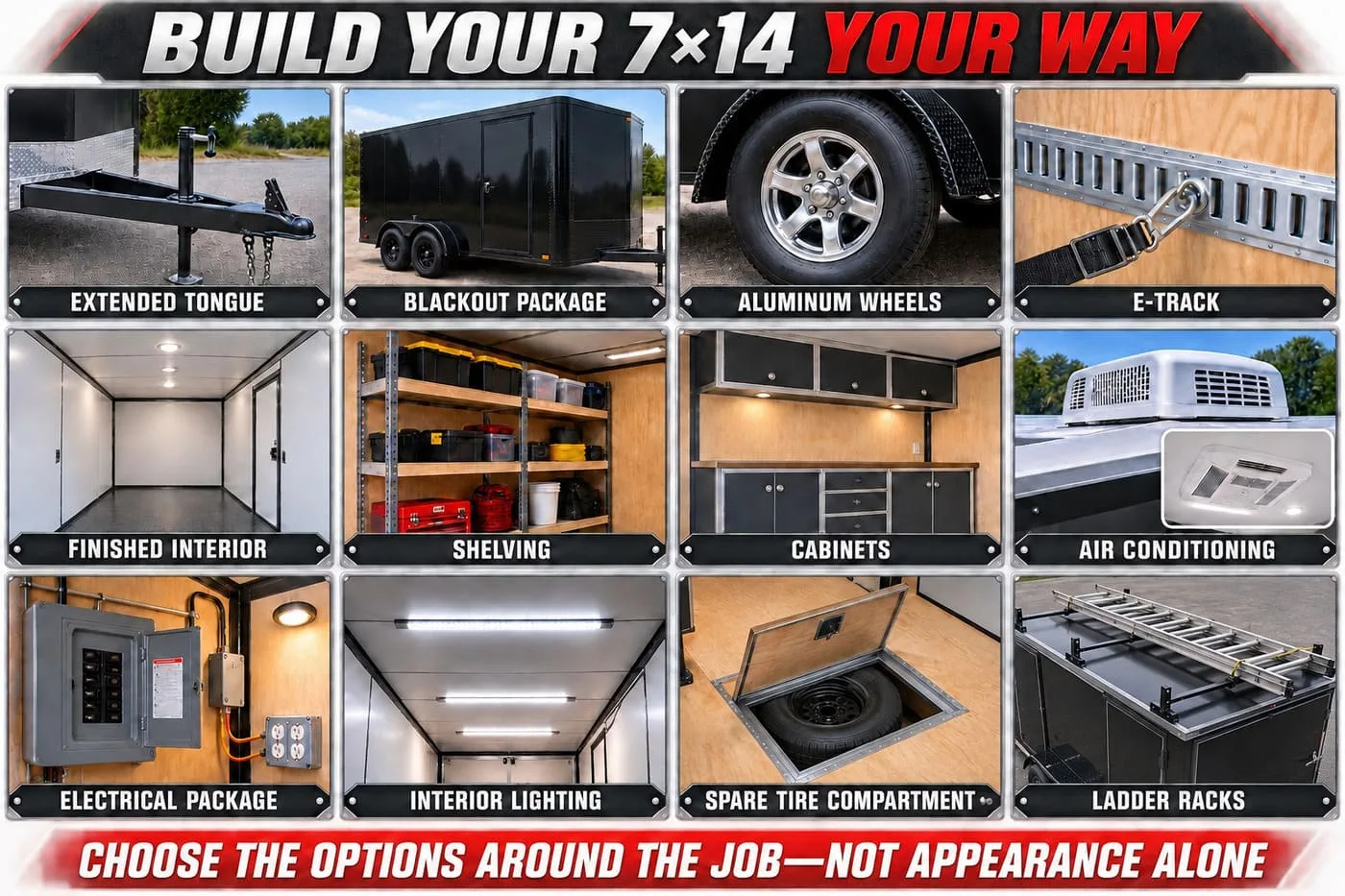 Popular upgrades for a 7x14 enclosed trailer