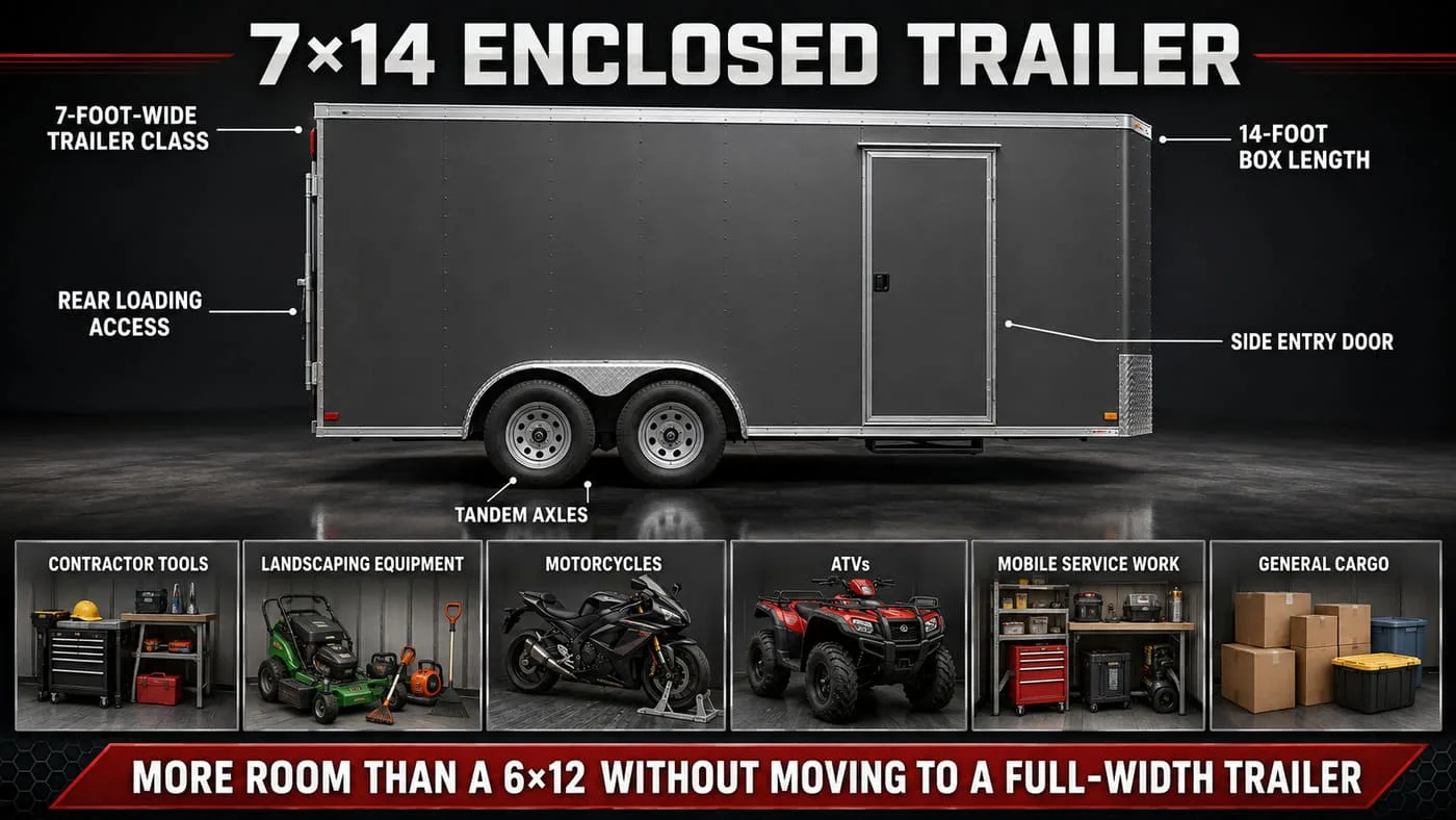 7x14 enclosed trailer size and common uses