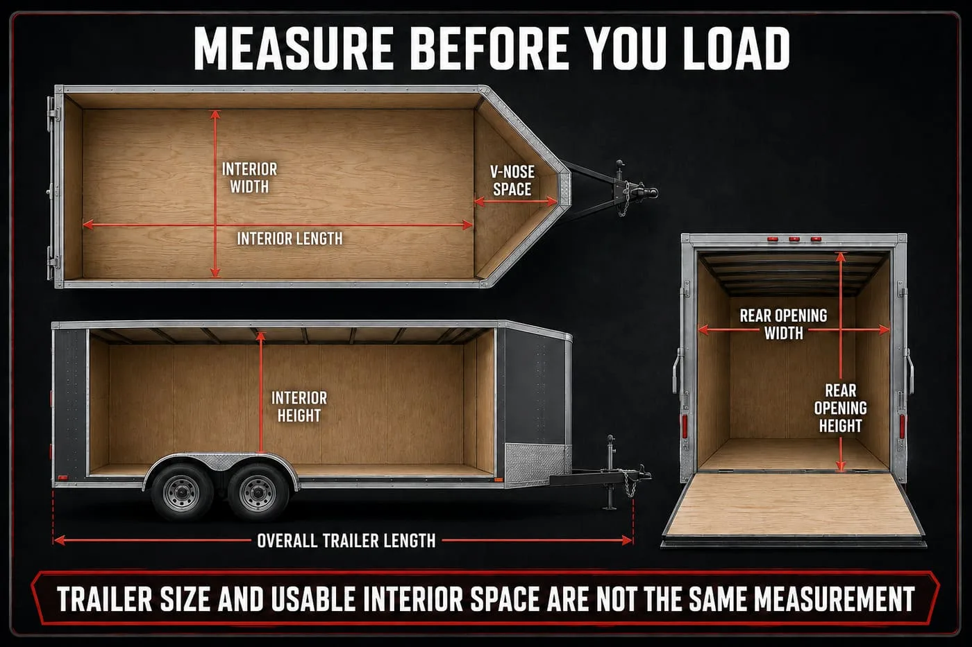 7x14 enclosed trailer interior and rear opening dimensions