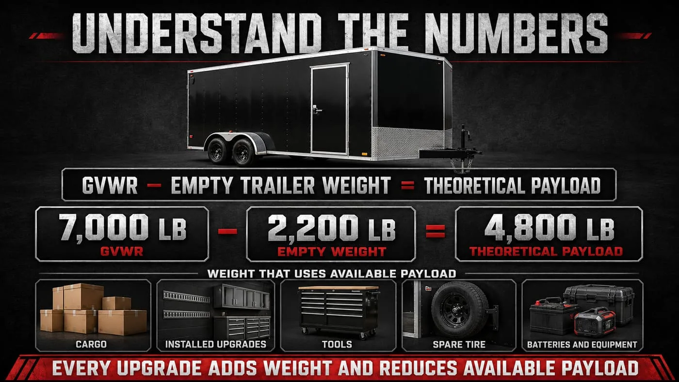 7x14 enclosed trailer GVWR and payload calculation