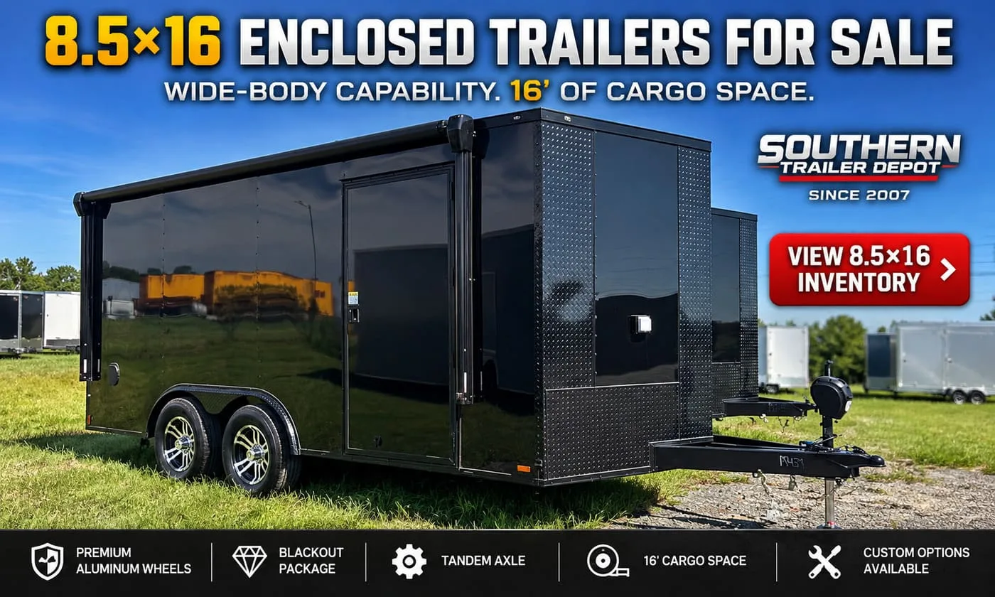 8.5x16 enclosed cargo trailer for sale at Southern Trailer Depot
