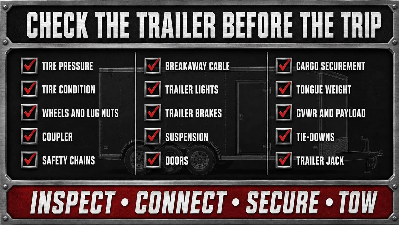 Enclosed trailer before-you-tow inspection checklist