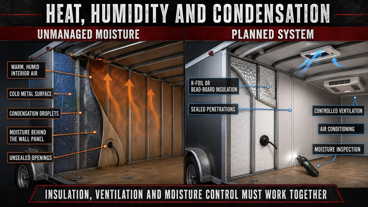How condensation can form inside an insulated enclosed trailer