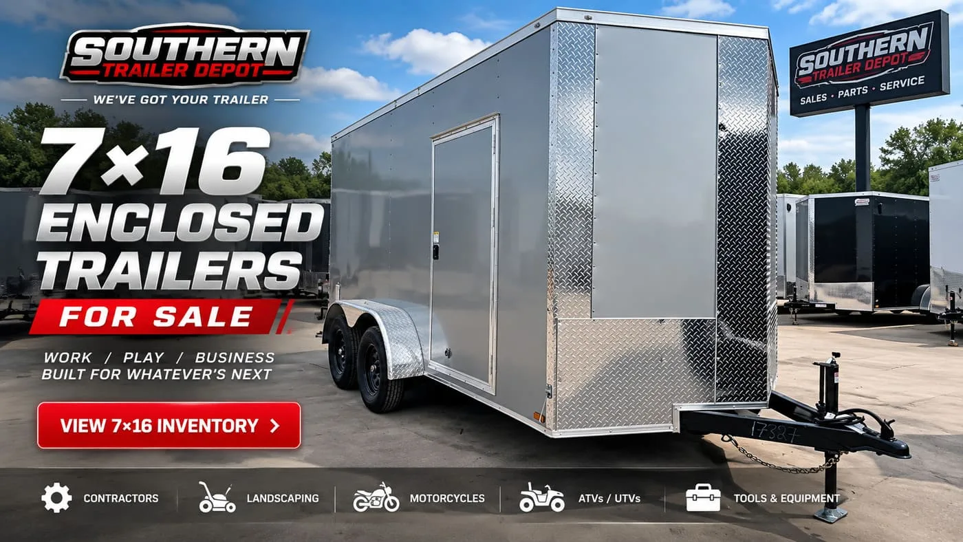 7x16 enclosed cargo trailer for sale at Southern Trailer Depot