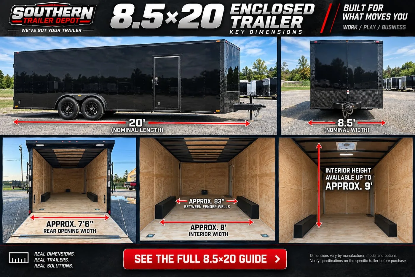 8.5x20 enclosed trailer key dimensions diagram